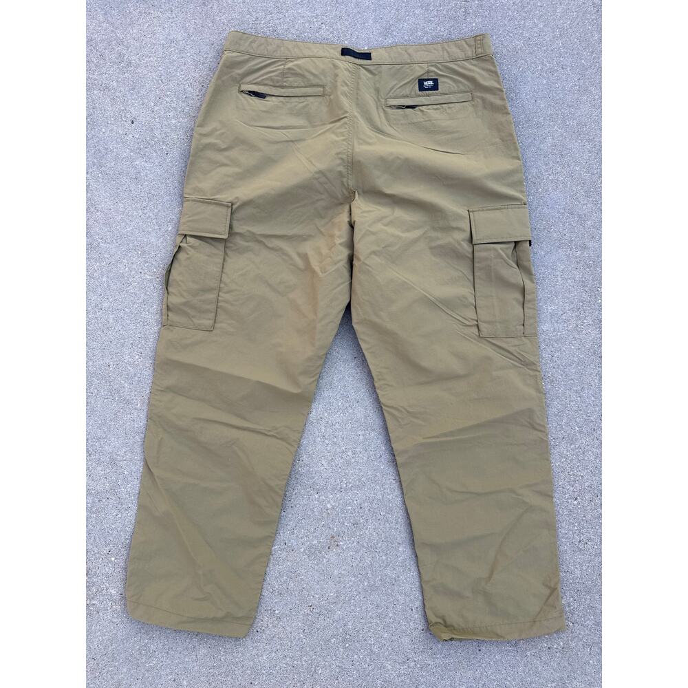 Vans MTE Service Cargo Paratrooper Pants Size 40 Loose Tapered Khaki Tan Belted